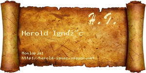 Herold Ignác névjegykártya